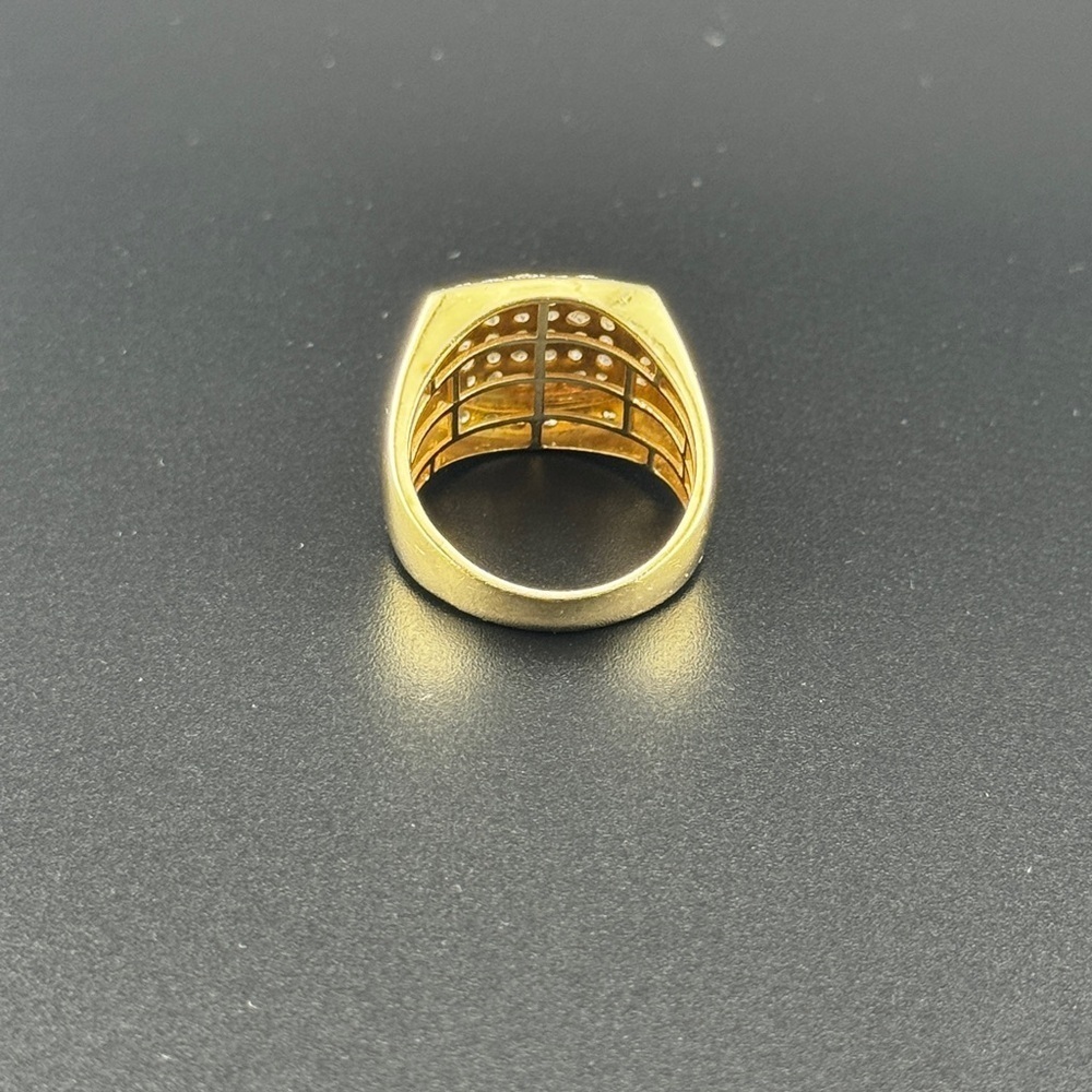 14K Yellow Gold Men’s Diamond Ring Square Cluster Round 2.0 Ct Weights 9.7 Grams - Picture 8 of 16